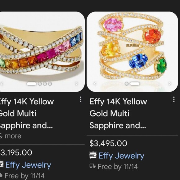 EFFY® Watercolors 14K Yellow Gold Multi Sapphire Diamond Ring - Picture 8 of 8